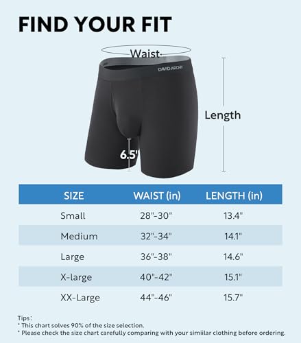 DAVID ARCHY Mens Underwear Rayon Made from Bamboo 7-Pack, Wicking-Moisture & Cool Boxer Briefs with Support Fly Pouch