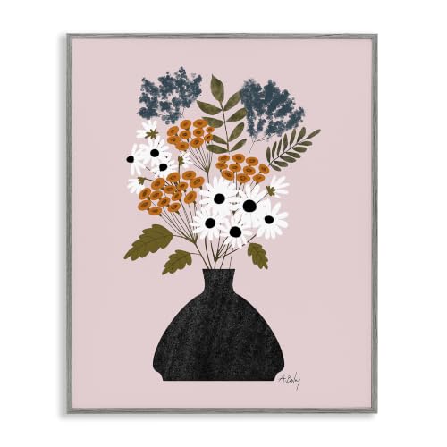 'Bold Mixed Flowers Bohemian Spring Vintage Pot'| Framed Giclee Art