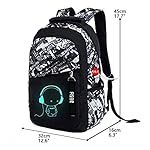 Asge School Backpack for Boys Print Backpack Teenagers Nylon Large School Bag Outdoor Reflective Daypack - Image 2