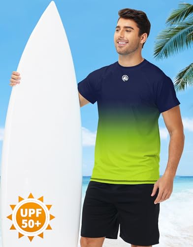 Image of AOBUTE Mens Swim Shirts Short Sleeve UPF 50+ Sun Shirt Quick Dry Rash Guard Fishing Swimming Shirt
