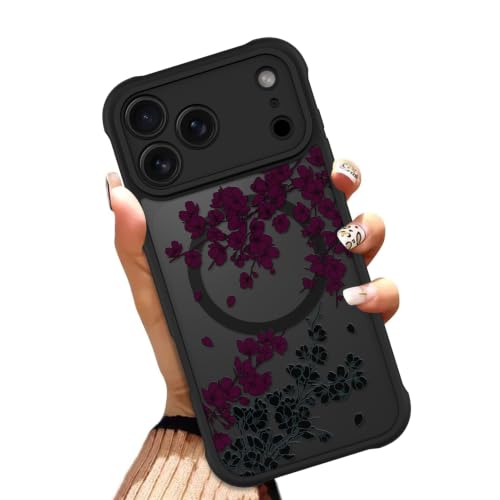 OOK Burgundy Floral Flowers Phone Case Made for iPhone 18 Pro Max 6.9 Inch