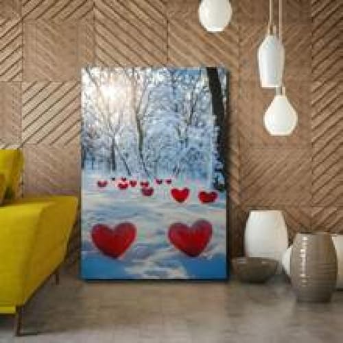 Impression sur toile cœur rouge enneigé XBTYKPB 30x45cm - 2