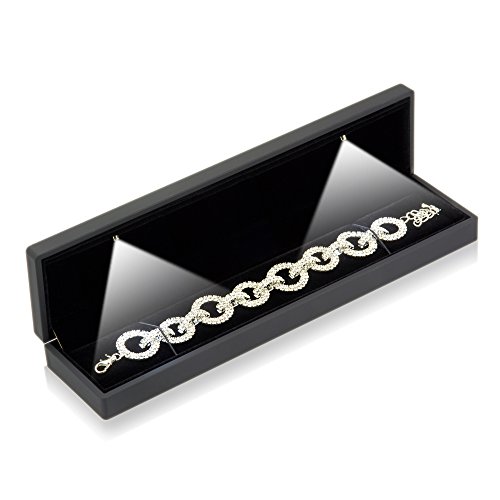 Geff House Jewelry Bracelet Presentation Gift Box with LED Light (Black)