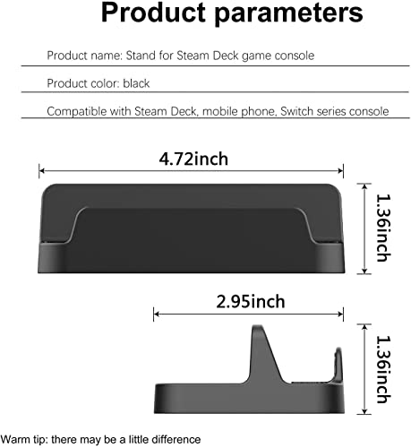 TIZOPO Stand Base for Steam Deck, Switch Stand for Nintendo, Portable Dock for Steam Deck/Nintendo Switch/Switch Lite/Switch OLED with Anti-Slip Silicone Pad - Black - Thumbnail 2