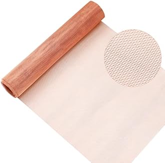 Therwen 18 Inch x 10 ft Copper Mesh Screen 99.9% Pure Copper 40 Mesh Roll Wire Fabric for Grounding Dense Filter Screen Woven Crafts Window Protection