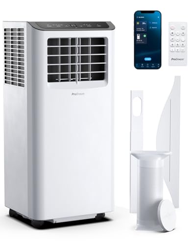 Pro Breeze Mobiles Klimagerät 14000 BTU Klimaanlage mit Abluftschlauch WiFi Smart Home Steuerung 24h Timer LED Display & Fensterabdichtung Mobile Klimaanlage für Wohnung Büro & Zuhause