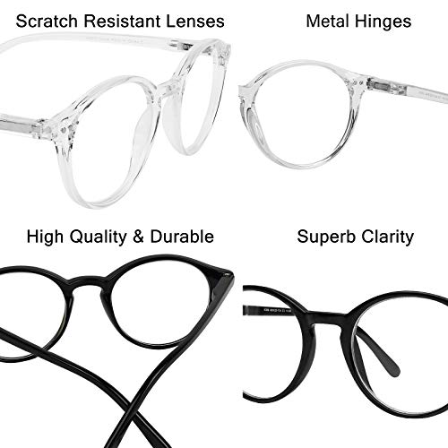 Image of Yogo Vision Blue Light Blocking Glasses Men Women Computer Anti Eyestrain Glasses Round Frame Blue Light Blocker Eyeglasses