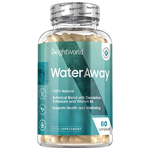 Detox Water Away 60 Cápsulas Vegano, Diurético Potente Para La Retención de Líquidos | Suplemento Natural con Diente de León, Potasio, Vitamina B6, Té Verde, arándano, Fórmula Drenante