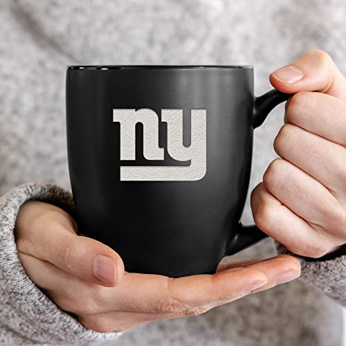 Image of Rico Industries NFL Football 15oz Personalized Laser Engraved Matte Black Ceramic Bistro Mug - For Hot or Cold Drinks