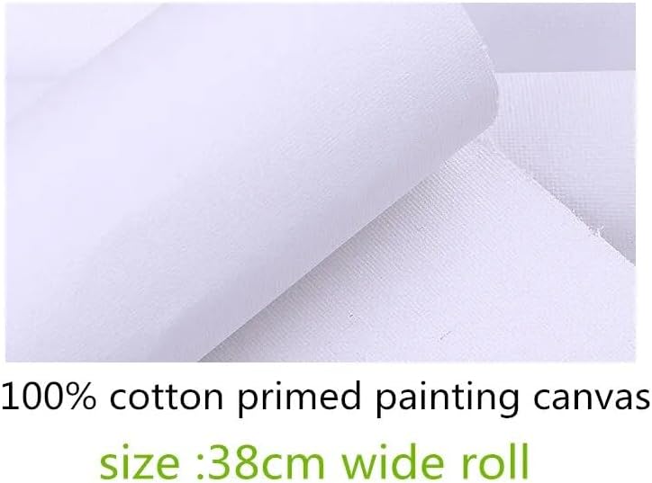 SinseD Canvas Roll,Roll of Canvas Painting 38cm Wide roll Blank Cotton Primed Painting Canvas roll with White Coating (Color : 5m Long roll)