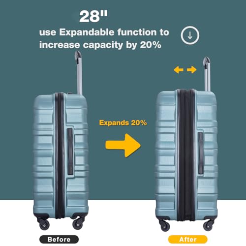 Amalodie 3 Piece Spinner Suitcase Set: Hardshell Expandable Luggage - TSA-Approved Carry-Ons for Simplified Travel Packing (Slate Blue, Expandable 3 Piece Set)2