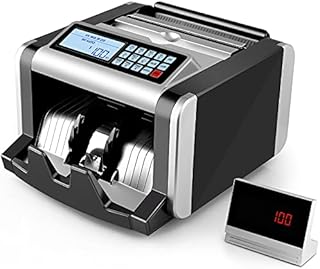 Money Counter Machine with UV/MG/IR Counterfeit Detection, Portable Bill Counting Machine with Add & Batch Modes, LCD Display, 1,000 Bills/Min