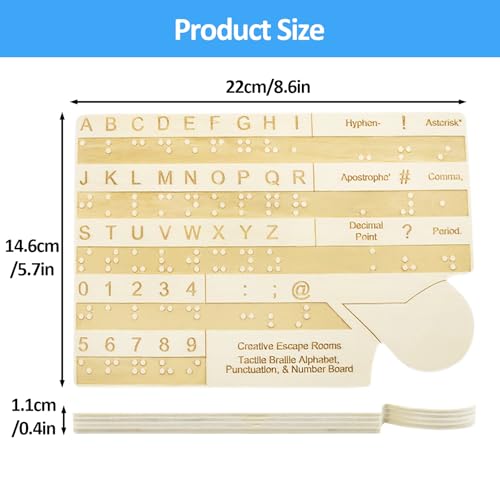 Quadro de alfabeto em braile de madeira com pontos elevados - Pontos entalhados em braille de madeir
