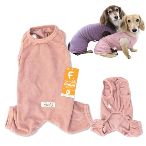 ダックス シンプル 袖なし パイル お部屋着 つなぎ ロンパース 抜け毛対策 犬の服 フルオブビガー 6/ピンク DM