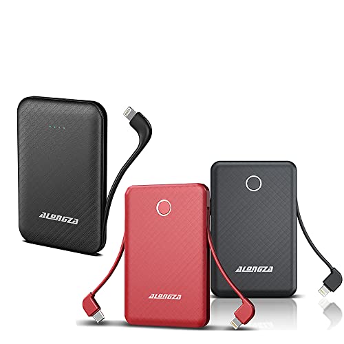 Alongza 3 Packs Power Bank With Built-In Cable, 4500Mah Small Power Bank, 6000Mah Lightweight Battery Pack, Slim Portable Charger External Travel Charger For Cell Phones #TOP8