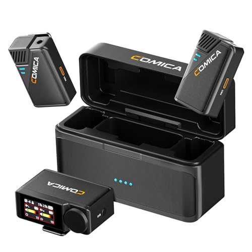 COMICA BooMax Wireless Lavalier Microphone, 32-Bit Float Dual Lapel Mic System with 32GB Internal Recording, Touchscreen, Noise Reduction, for iPhone, Android, DSLR Camera, YouTube & Vlogging