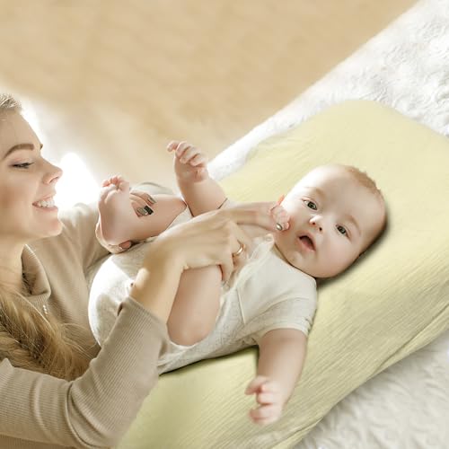 Image of Infant Support Cushion - Baby Support Cushion for Newborn, 0-24 Months, Portable Tummy Time Mat for Home and Travel, Soft Cotton, Supervised Use, Baby Essentials Gift,Yellow(1 Cushion + 1 Cover)