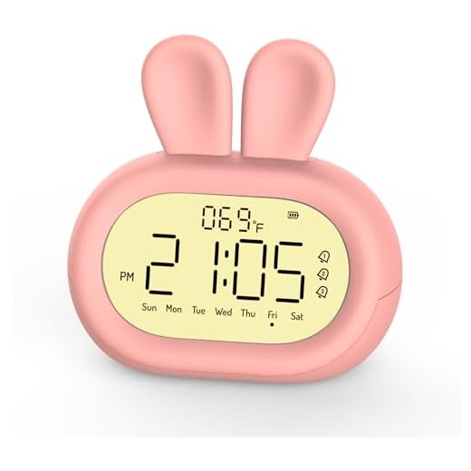 Rabbit Alarm Clock for Kids, Digital Alarm Clock to Wake Up Kids, Cute Bunny Decoration, Toddler Bedroom Night Light Clock, Gifts for Kids Girls Boys Teenagers, Birthday Room Decoration