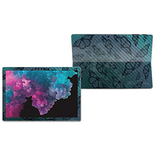 Image of MightySkins Carbon Fiber Skin for Microsoft Surface Pro 6 - Dark Butterfly | Protective, Durable Textured Carbon Fiber Finish | Easy to Apply, Remove, and Change Styles | Made in The USA