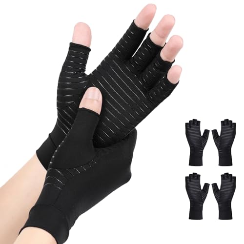 AovYoo 2 Paires Gants Arthrose Cuivre, Gant de Compression Main Rhumatismals, Gants Anti-Arthrite,...