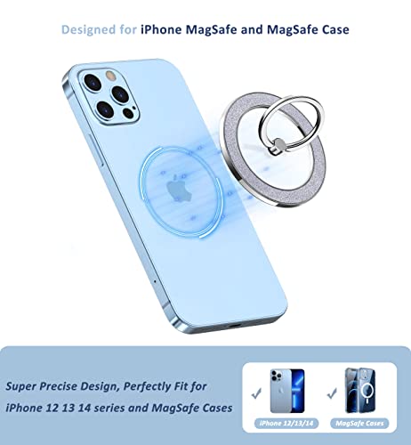 Magnetic Phone Ring Holder For Magsafe - Pikabo Magnetic Phone Grip, Phone Stand, Phone Finger Ring For Iphone Magsafe, Compatible With Wireless Charging. (Glitter Silver) #TOP1
