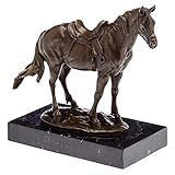 Produit: Sculpture cheval aubaho Bronze Figure Sculpture de Cheval - Style Antique - Bronze Pierre plinthe Statuette