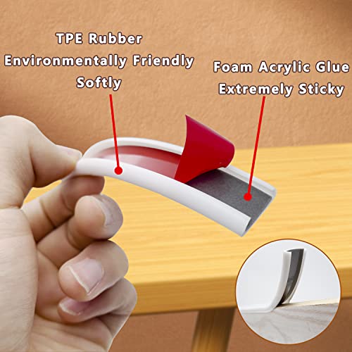 ESUFEIR 5m*18mm White U Shape TPE Rubber Furniture Edge Banding Self Adhesive,Flexible Plastic Veneer Wood Edging Tape Protector Trim for Cabinet,Cupboard,Shelf,Table,Chairs,MDF,Plinth Sealing Strip