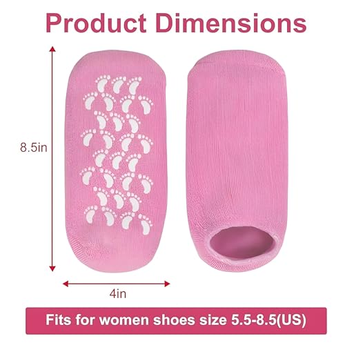 Image of UNIDSC Silicone Gel Socks for Women & Men - Heavy Quality Big Size Spa Socks with Vitamin E, Heel Crack Repair and Foot Hydration Therapy (Pink)