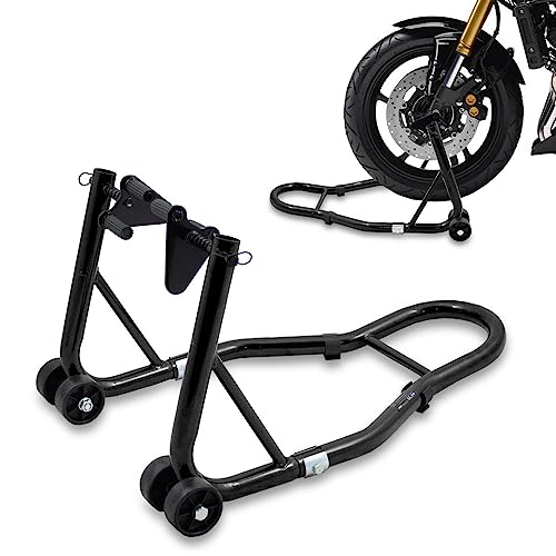BITUXX Motorradständer Vorn Motorrad Montageständer Vorderrad Transportständer Schwarz Aufnahme 21-26 cm + für Fast alle Motorräder geeignet