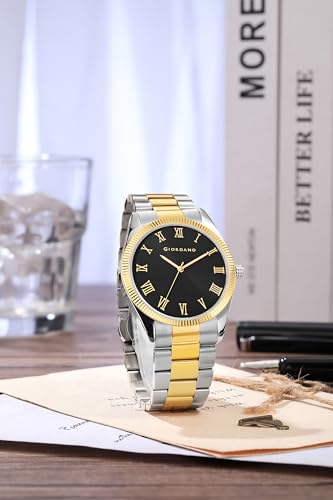 Image of Giordano Analog Watch for Men with Round Dial, Roman Numeric Indices and Stainless Steel Strap - GZ-50112
