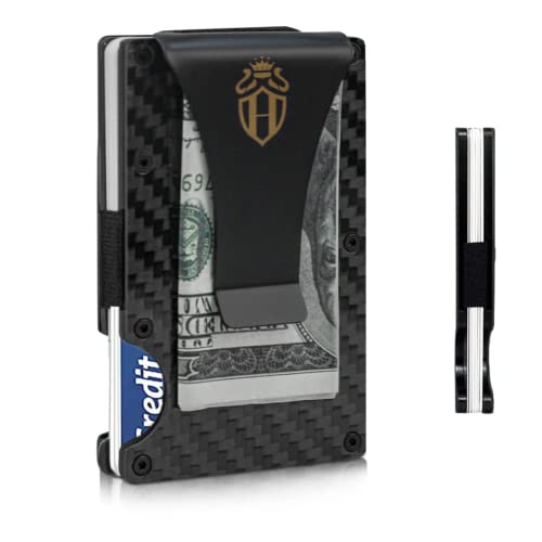 HAJRAN WALLETS | Slim Minimalist Sophisticated RFID Blocking Men’s Wallet | Men Carbon Fiber Credit Card Holder | Money Clip Silver HAJ002 Hr002