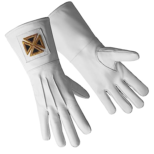 BRICKS MASONS Knights Templar Commandery Gauntlet - Leather Machine Embroidery Emblem