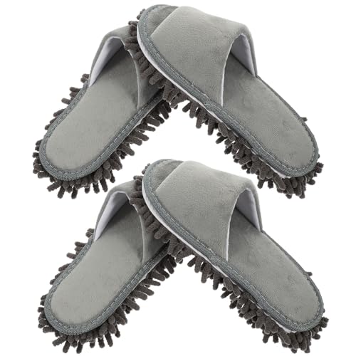2 Pares de Zapatillas de Chenilla Reutilizables para Limpieza de Suelos 2
