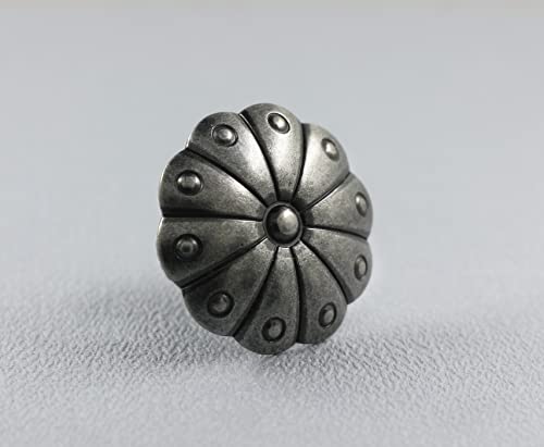 Bezelry 8 Pieces Grand Cactus Flower Metal Shank Buttons. 30Mm (1-3/16 Inch) (Gray Silver) #TOP4