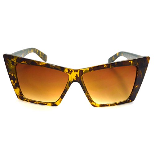 High Pointed Cat Eye Sunglasses Sharp Geometric Square Frame Cateyes (Tortois. #TOP1