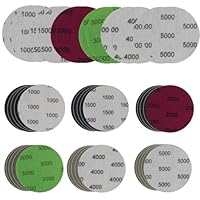 30er Pack Schleifscheiben 75mm, Klett-Schleifpads, Nass- und Trockenschleifpapier, Körnung 1000/1500/2000/3000/4000/5000, Rund ohne Loch, für Metall, Holz, Glas, Autopolitur