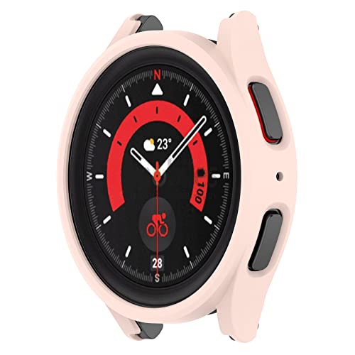 Fit for Samsung Galaxy Watch 5 Pro 45mm Case Cover, Colorful Silicone Protective Case Bumper Sleeve Shell Frame Protector Cover Accessory for Samsung Galaxy Watch 5 Pro 45mm (Pink)