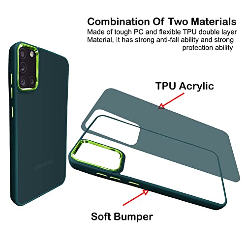 Image of A rtistque Frosted Translucent Back Cover Case for Samsung Galaxy A31 | Electroplated Chrome Ring | Raised Camera Edges for Protection | Smooth Sides TPU - Green