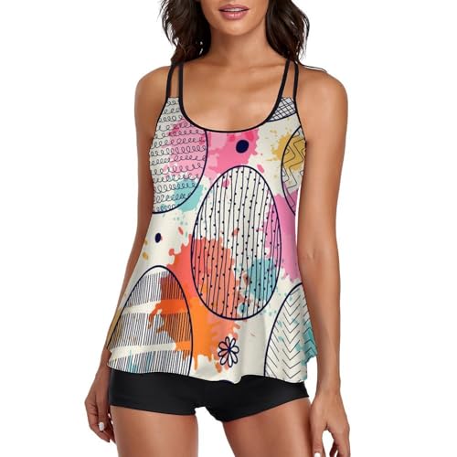 Maillot de bain tankini femme avec short de garçon pour plage