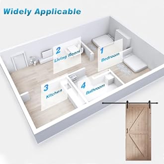 FREDBECK 36in x 80in Wood Barn Door with 6.6FT Barn Door Hardware Kit Included K Shape Solid Spruce Panel Need to Assembly
