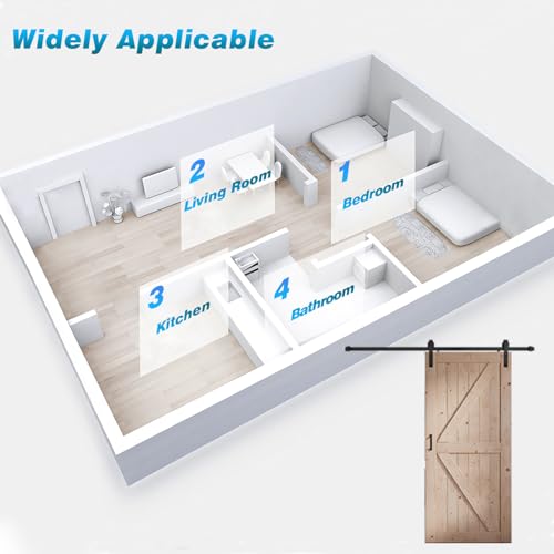 FREDBECK 36in x 80in Wood Barn Door with 6.6FT Barn Door Hardware Kit Included K Shape Solid Spruce Panel Need to Assembly