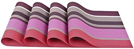 Wondder Set of 4 Placemats PVC Bar Mat Plate Dinner Table Mats Set Kitchen Hot Pads 30 * 45cm (Stripes Green)