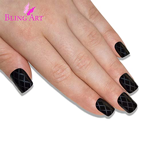 Unghie finte Bling Art Nero Matte 24 Squoval Medio...