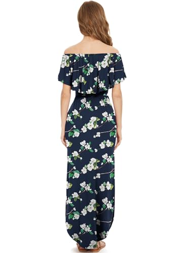 Image of LILBETTER Womens Off The Shoulder Ruffle Party Dresses Side Split Beach Maxi Dress