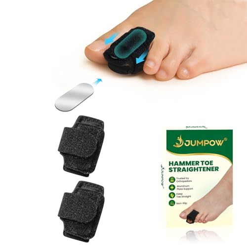 JUMPOW Hammer Toe Straightener for Men & Women - 2 Pcs Hammer Toe Corrector, Adjustable Toe Splint Relief for Hammer, Curled, Bent, Broken Support, Toe Wrap for Resting, Walking, Standing