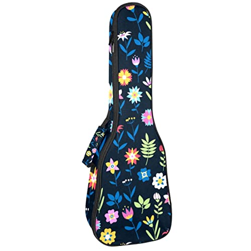 Housse de transport pour ukulélé ténor et soprano étanche à motif floral multicolore