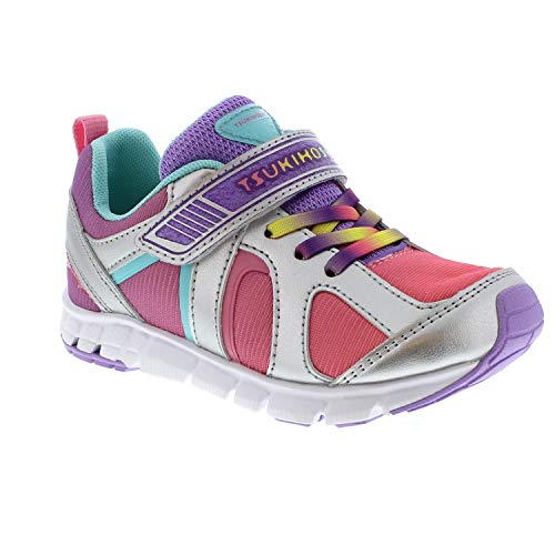 Tsukihoshi 3584 Rainbow Strap-Closure Machine-Washable Child Sneaker Shoe With Wide Toe Box And Slip-Resistant, Non-Marking Outsole - Silver/Lavender, 11.5 Little Kid (4-8 Years) #TOP3