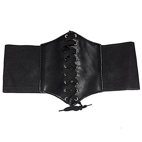 Floralby Women Faux Leather Wide Waist Belt Waistband Belt Corset Elastic Waspie Belt