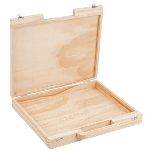 Image of OLYCRAFT Wood Craft Suitcase 11.9x10.6x1.7 Inch Wooden Suitcase with Handle Rectangle Wood Storage Boxes with Handles Unfinished Wooden Boxes for Crafts Art Hobbies Journey and Souvenir Collection