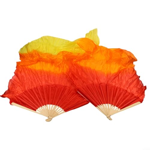 Upluxmira Dos ventiladores de baile con longitud extendida de 1,5 m y 16 varillas integradas para bailarines profesionales que requieren durabilidad y movimiento articulado (rojo)